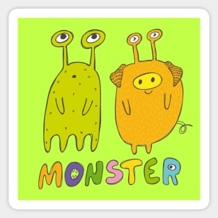 Green and Yellow - Two Monsters Friends Sticker